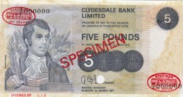 Scotland, 5 Pounds, 1971, UNC, p205s, SPECIMEN
There are stain.
Serial Number: D/A 000000
Estimate: 90-180 USD