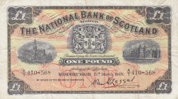 Scotland, 1 Pound, 1943, VF, p258b 
Serial Number: A/T 410-568
Estimate: 25-50 USD