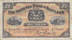 Scotland, 1 Pound, 1938, VF, p258a 
Serial Number: A/L 770-967
Estimate: 25-50 USD