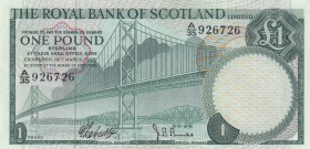 Scotland, 1 Pound, 1969, AUNC, p329 
Serial Number: A/35 926726
Estimate: 35-70 USD