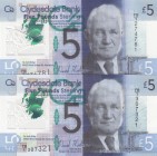 Scotland, 5 Pounds, 2015, XF, p369, (Total 2 banknotes)
Commemorative banknotes
Serial Number: FB/1 274781, FB/1 307321
Estimate: 15-30 USD