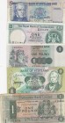 Scotland, 1 Pound, 5 Pounds, (Total 5 banknotes)
1 Pound, 1965, p195, FINE; 1 Pound, 1984, p341b, VF; 1 Pound, 1972, 204b, XF; 1 Pound, 1985, p11f, A...