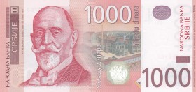 Serbia, 1.000 Dinara, 2014, UNC, p60b 
Serial Number: AL 7425763
Estimate: 20-40 USD