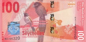 Seychelles, 100 Rupees, 2016, UNC, p50 
Serial Number: BA166320
Estimate: 20-40 USD