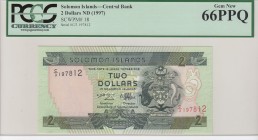 Solomon Islands, 2 Dollars, 1997, UNC, p18 
PCGS 66 PPQ
Serial Number: C/3 197812
Estimate: 20-40 USD