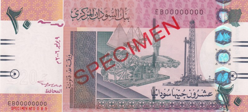Sudan, 20 Pounds, 2006, UNC, p68, SPECIMEN
Serial Number: EB00000000
Estimate:...