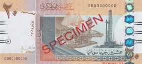 Sudan, 20 Pounds, 2011, UNC, p74, SPECIMEN
Serial Number: ED00000000
Estimate: 30-60 USD