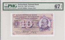Switzerland, 10 Franken, 1969, UNC, p45o 
PMG 67 EPQ, National Bank
Serial Number: 62T 059994
Estimate: 50-100 USD