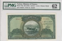 Turkey, 1 Livre, 1926, UNC, p119a, 1. Emission
PMG 62 
Serial Number: 5 844371
Estimate: 1500-3000 USD
