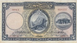 Turkey, 5 Livres, 1926, VF (+), p120a, 1. Emission
There are stain.
Serial Number: 018155
Estimate: 400-800 USD