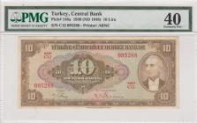 Turkey, 10 Lira, 1948, XF, p148a, 4. Emission
PMG 40
Serial Number: C12 095288
Estimate: 200-400 USD