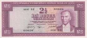 Turkey, 2 1/2 Lira, 1955, AUNC, p151, 5. Emission
Serial Number: S2 60626
Estimate: 300-600 USD