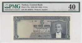 Turkey, 5 Lira, 1930, XF, p174a, 5. Emission
PMG 40
Serial Number: J01 303875
Estimate: 75-150 USD