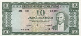 Turkey, 10 Lira, 1958, UNC, p158, 5. Emission
Rare
Serial Number: Y36 51388
Estimate: 5000-10000 USD