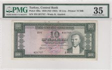Turkey, 10 Lira, 1953, VF, p160a, 5. Emission
PMG 35
Serial Number: Z91 021757
Estimate: 50-100 USD