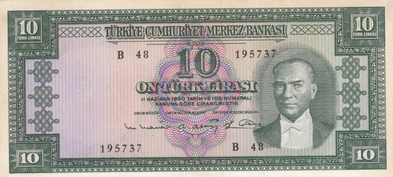 Turkey, 10 Lira, 1963, UNC, p161, 5. Emission
Serial Number: B48 195737
Estima...