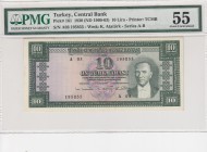Turkey, 10 Lira, 1963-63, AUNC, p161, 5. Emission
PMG 55
Serial Number: A03 195855
Estimate: 100-200 USD