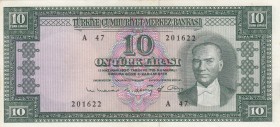 Turkey, 10 Lira, 1963, XF, p161, 5. Emission
Serial Number: A47 201622
Estimate: 100-200 USD