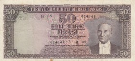 Turkey, 50 Lira, 1964, FINE, p175a 
5.Emission
Serial Number: H85 024049
Estimate: 20-40 USD