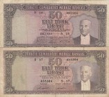 Turkey, 50 Lira, 1964/1971, FINE, p175a, (Total 2 banknotes)
5.Emission Natural, Some stains
Serial Number: N19 082988, S17 035384
Estimate: 25-50 ...