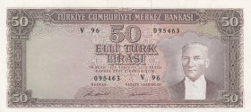 Turkey, 50 Lira, 1971, XF (+), p187A, 5. Emission
Pressed
Serial Number: V96 095463
Estimate: 40-80 USD