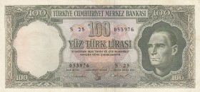 Turkey, 100 Lira, 1962, VF (+), p176a 
5.Emission Natural
Serial Number: S25 053976
Estimate: 50-10 USD