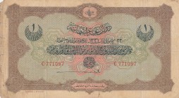 Turkey, Ottoman Empire, 1 Lira, 1916, FINE, p83 
V. Mehmed Reşad Period, sign:Talat / Hüseyin Cahid, AH:22 December 1331
Serial Number: C 771097
Es...