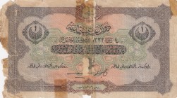 Turkey, Ottoman Empire, 1 Lira, 1916, POOR, p99 
V. Mehmed Reşad Period, AH: 4 February 1332, sign: Cavid and Hüseyin Cahid Without serial number
Es...