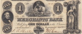 Confederate States of America, 1 Dollar , 18XX, UNC, 
Merchants, Bank
Estimate: 75-150 USD