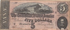 Confederate States of America, 5 Dollars, 1864, XF, 
Richmond
Estimate: 50-100 USD