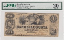 Confederate States of America, 1 Dollar, 1850s/1860s, VF, 
PMG 20, Georgia, Augusta
Estimate: 75-150 USD