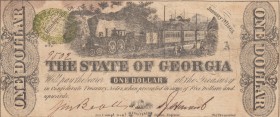 Confederate States of America, 1 Dollar , 1863, VF, 
Georgia, There are stain.
Estimate: 50-100 USD