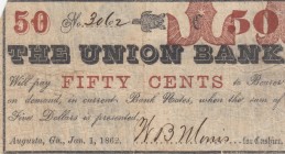 Confederate States of America, 50 Cents, 1862, VF, 
Augusta
Serial Number: 3062
Estimate: 35-70 USD