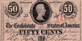 Confederate States of America, 50 Cents, 1863, UNC, p56 
Serial Number: 86810
Estimate: 75-150 USD
