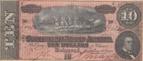 Confederate States of America, 10 Dollars, 1864, XF, p68 
Estimate: 75-150 USD