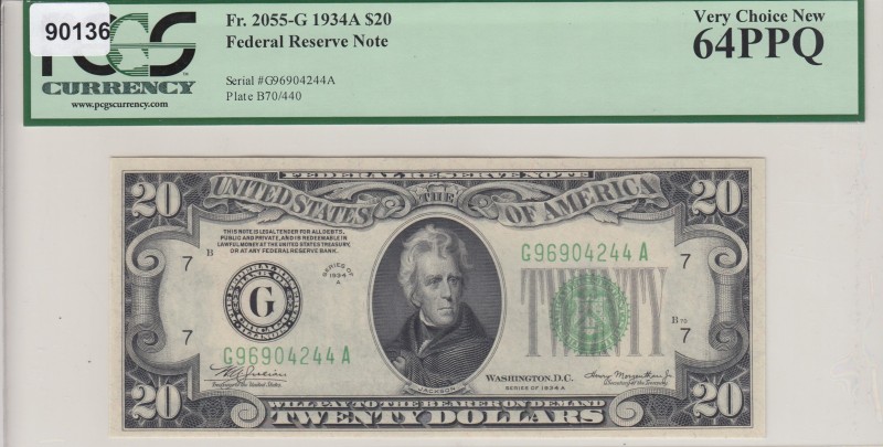 United States of America, 20 Dollars, 1934, UNC, 
PCGS 64 PPQ
Serial Number: G...