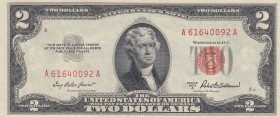United States of America, 2 Dollars, 1953, UNC, p380a 
Serial Number: A61640092A
Estimate: 25-50 USD
