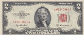 United States of America, 2 Dollars, 1953, UNC, p380a 
Serial Number: A61640091A
Estimate: 25-50 USD