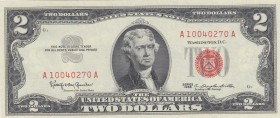 United States of America, 2 Dollars, 1963, UNC (-), p382a 
Serial Number: A10040270A
Estimate: 25-50 USD
