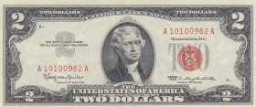 United States of America, 2 Dollars, 1963, XF, p382a 
Serial Number: A10100962A
Estimate: 25-50 USD