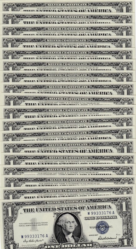 United States of America, 1 Dollar , 1957, UNC, (Total 24 consecutive banknotes)...