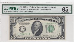 United States of America, 10 Dollars, 2008, UNC, p230d 
PMG 65 EPQ
Serial Number: F23647504B
Estimate: 60-120 USD