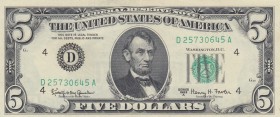 United States of America, 5 Dollars, 1963, XF (+), p444b 
Serial Number: D25730645A
Estimate: 25-50 USD