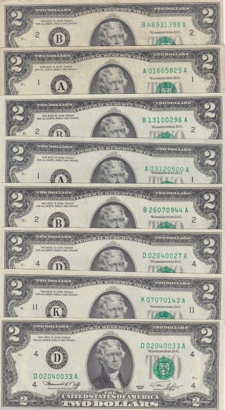 United States of America, 2 Dollars, 1976, p461, (Total 8 banknotes)
2 Dollar (...