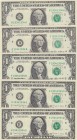 United States of America, 1 Dollar , 1988, UNC, p480b, ( Total 5 banknotes )
One of them has a small stain in the upper right corner.
Serial Number:...