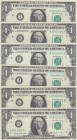 United States of America, 1 Dollar, 1963, UNC, (Total 6 banknotes)
1 Dollar, p443; 1 Dollar (2), p443b; 1 Dollar (3), p443c
Serial Number: B28010643...