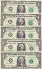 United States of America, 1 Dollar, (Total 5 banknotes)
1 Dollar, p515a; 1 Dollar, p515b; 1 Dollar (3), p523a
Serial Number: E77290171H, B03010331G,...