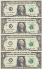 United States of America, 1 Dollar, UNC, (Total 4 banknotes)
1 Dollar (2), 2001; 1 Dollar, 2006; 1 Dollar, 2013 Star series, 3 different signature
S...