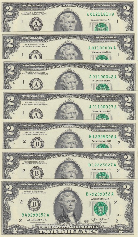 United States of America, 2 Dollars, UNC, (Total 7 banknotes)
2 Dollars, 2003, ...