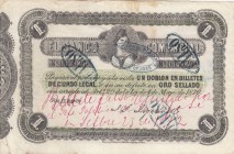 Uruguay, 1 Doblon, 1870, VF (+), pS125 
There is a handwriting written with a red pencil on the money.
Serial Number: 005028
Estimate: 200-400 USD